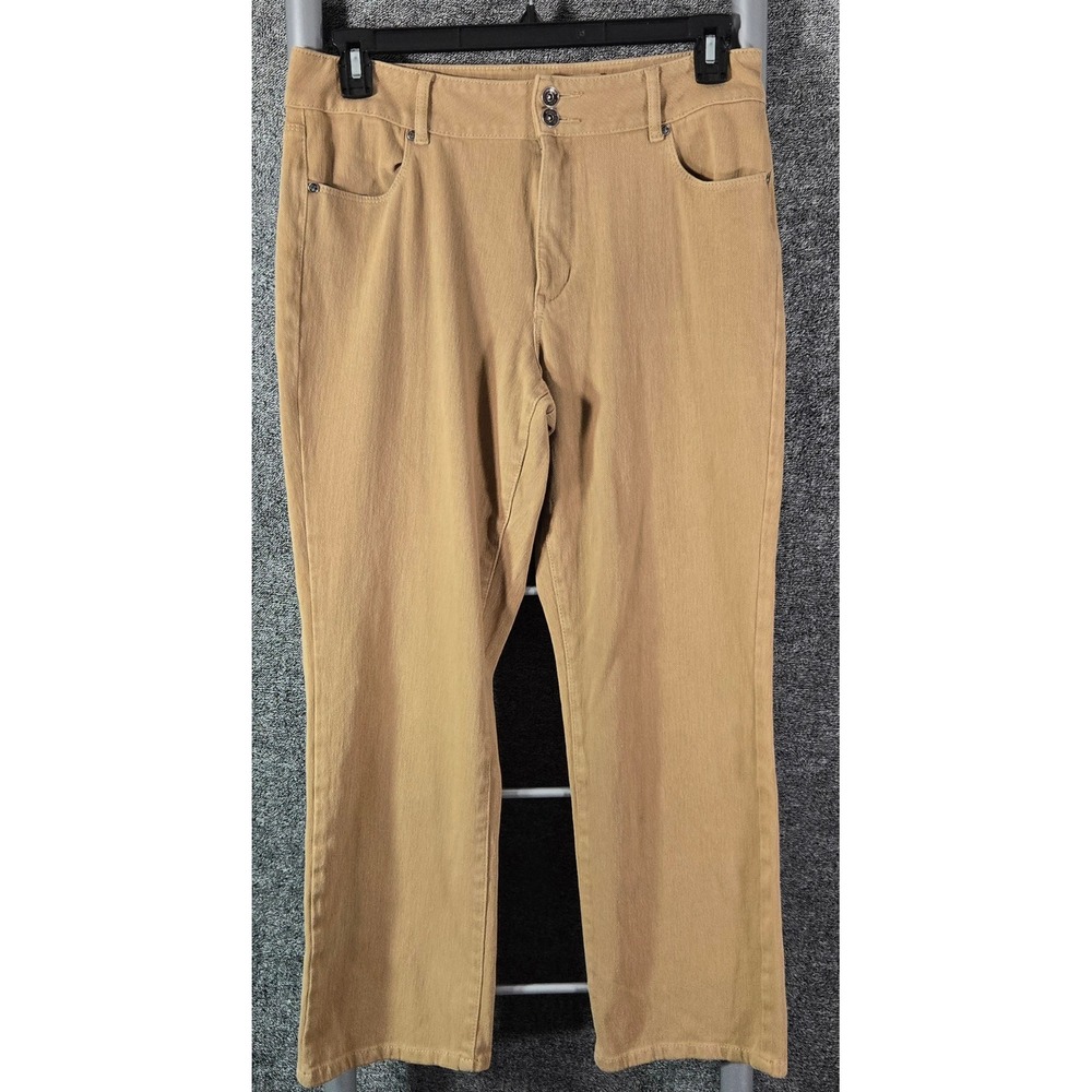 Coldwater Creek Classic Fit Straight Leg Tan Khaki Pants Petite 12 P12 30x27